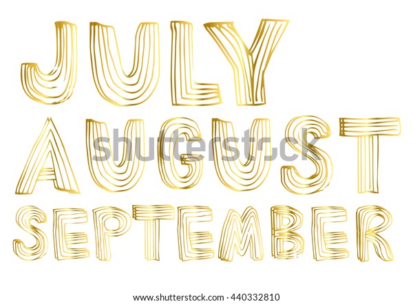 Hand Drawing July August September Gold Stock Vector (Royalty Free ...