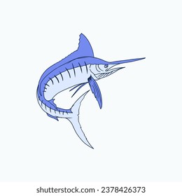 hand drawing jumping fish marline fish illustration