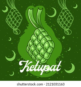 Hand Drawing Ketupat Eid Mubarak vector Illustration