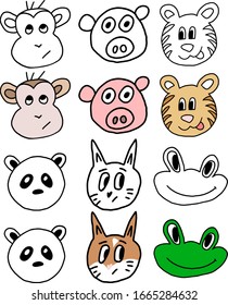 Hand Drawing Kids Land Animals Stock Vector (Royalty Free) 1665284632 ...