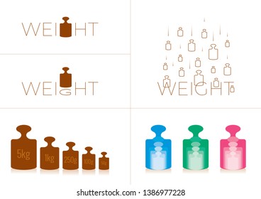 hand drawing kilogram set. kilogram word concept. weight concept designs