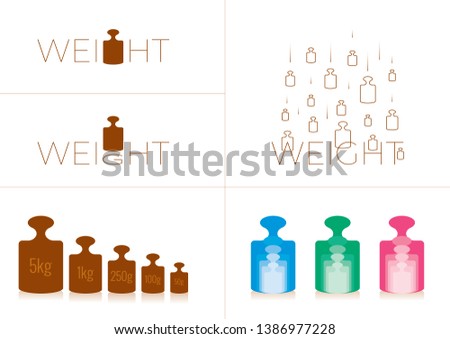 hand drawing kilogram set. kilogram word concept. weight concept designs