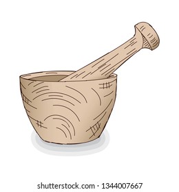 hand drawing kitchen mortar