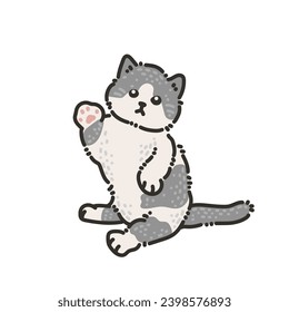 hand drawing kitten character, cute adorable and funny vector image