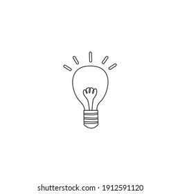 Hand drawing Lamp line icon vector isolated flat design illustration, light bulb outline icon. Energy or Creativity concept linear vector. Creative idea symbol. Electrical light Electricity power sign
