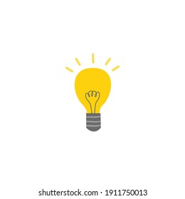 Hand drawing Lamp vector isolated flat design illustration, light bulb icon. Energy or Creativity concept vector icon in flat style. Creative idea symbol. electrical light. electricity power sign