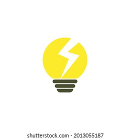 Ilustración de diseño plano aislado del vector de la lámpara de dibujo manual, icono de la bombilla. Icono vectorial de concepto de energía o creatividad en estilo plano. Símbolo creativo de idea. luz eléctrica. señal de energía eléctrica