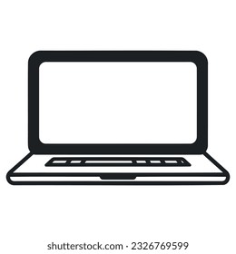 Hand drawing of a laptop. Perspective view. Icon
