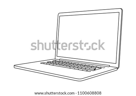 Hand drawing of a laptop. Perspective view. 