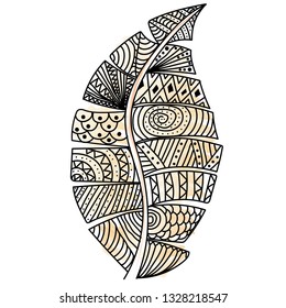 Hand drawing leaf art vector for tattoo or wallpaper background.