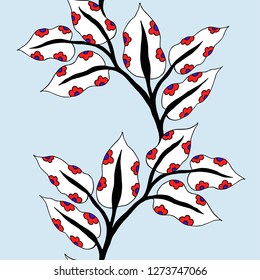 Hand drawing leaf design, ornamental, motive design, embroidery design