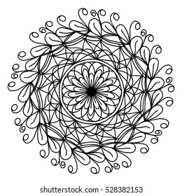 Hand drawing leaf doodling mandala coloring page isolated