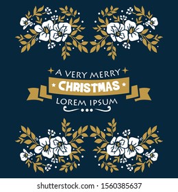 Hand drawing leaf flower frame background, for card template of very merry christmas. Vector