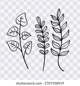 Desenho manual de linha de folha coleção de ilustrações vetoriais