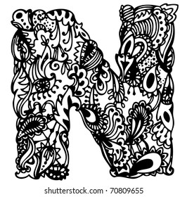 Hand drawing letter N