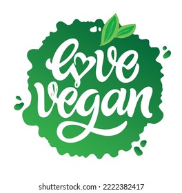 Hand drawing lettering - Eco friendly label. Love vegan. Vector illustration.