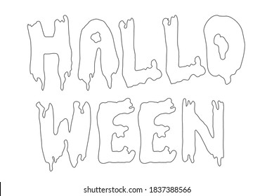 Hand drawing lettering Halloween. Vector black and white illustration