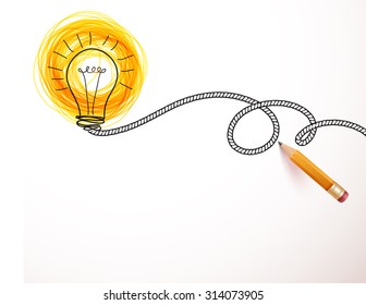 Hand drawing light bulb