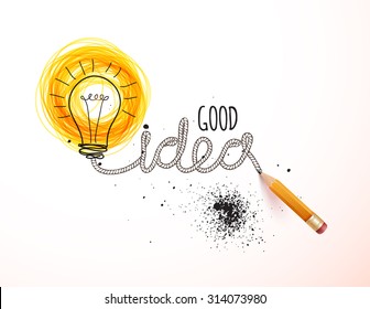 Hand drawing light bulb