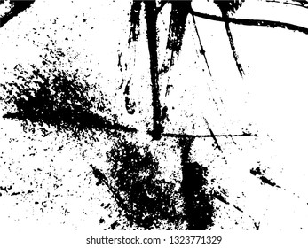 Hand drawing. Light Distressed Background. Ink Print Distress Background. Grunge Texture. Simple abstract black and white drawing. Expressive drawing. Abstract Overlay Texture. 