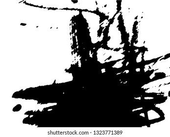 Hand drawing. Light Distressed Background. Ink Print Distress Background. Grunge Texture. Simple abstract black and white drawing. Expressive drawing. Abstract Overlay Texture. 