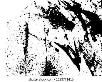 Hand drawing. Light Distressed Background. Ink Print Distress Background. Grunge Texture. Simple abstract black and white drawing. Expressive drawing. Abstract Overlay Texture. 