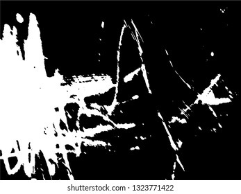 Hand drawing. Light Distressed Background. Ink Print Distress Background. Grunge Texture. Simple abstract black and white drawing. Expressive drawing. Abstract Overlay Texture. 