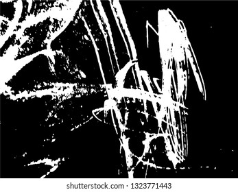 Hand drawing. Light Distressed Background. Ink Print Distress Background. Grunge Texture. Simple abstract black and white drawing. Expressive drawing. Abstract Overlay Texture. 