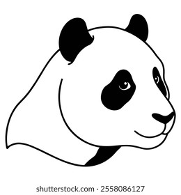 Hand drawing Line art Panda head faces vector icon.