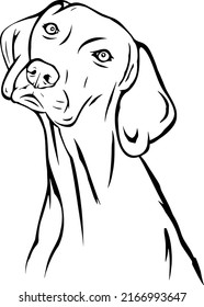 Hand drawing line art portrait illustrations of and cute dog 