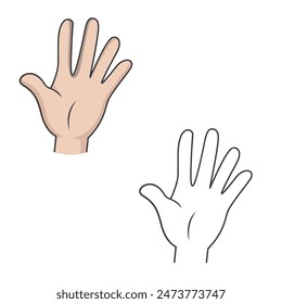 hand drawing with line art style. Simple design outline style. Stop and hei. Vector illustration