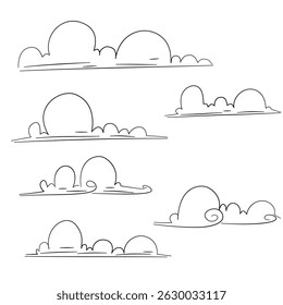 Nube de línea de dibujo de mano con fondo blanco 