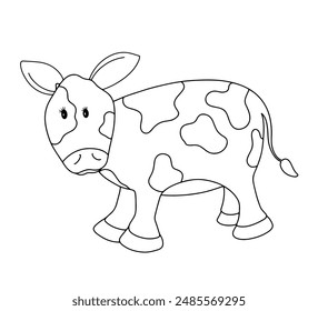 Hand drawing line of cow isolated on transparent background. vector doodle illustration