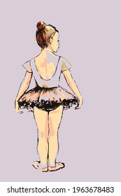 Hand drawing of a little ballerina in ballet tutu . EPS 10 