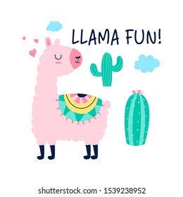 Hand drawing llama illustration vector.