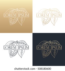 Hand drawing logo designes of cocoa beans. Vector illustration