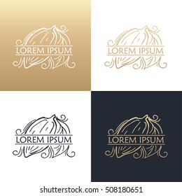 Hand drawing logo designes of cocoa beans. Vector illustration