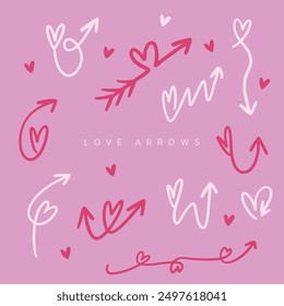 hand drawing love arrows doodle 