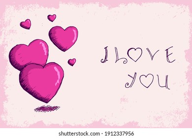 hand drawing i love you background. vector illustration.
