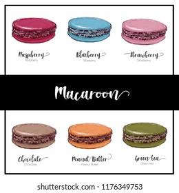 Hand drawing macaron combine taste.