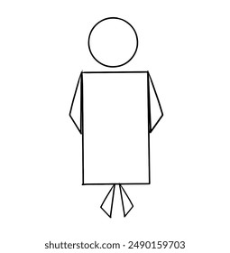 Hand drawing of male toilet icon. Doodle vector illustration