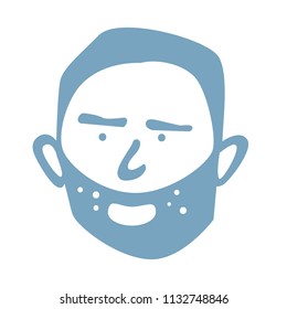 Hand drawing of man face with beard