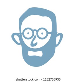 Hand drawing of man face with beard