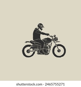 hand drawing man riding with classic custom motorcyle good art for tee graphic or logo design