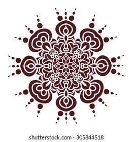 Hand drawing mandala element, silhouette in marsala color. Italian majolica style Vector illustration. The best for your design, textiles, posters, tattoos, corporate identity