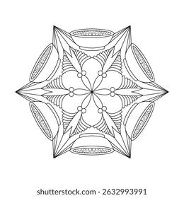 Hand drawing mandala template coloring book page. Easy Mandala Coloring Book Pages for Adults to Relax, Experiences Give Relief. Resizeable Vector File