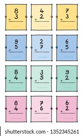 hand drawing mathematical addition exercises