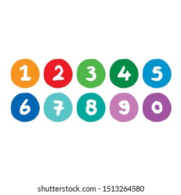 hand drawing mathematical numbers. Colorful numbers inside round. vector numbers