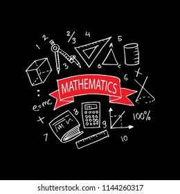 Hand drawing mathematics doodle set.