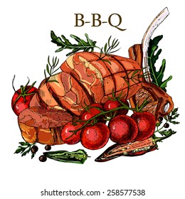 Hand drawing meat. Vector illustration